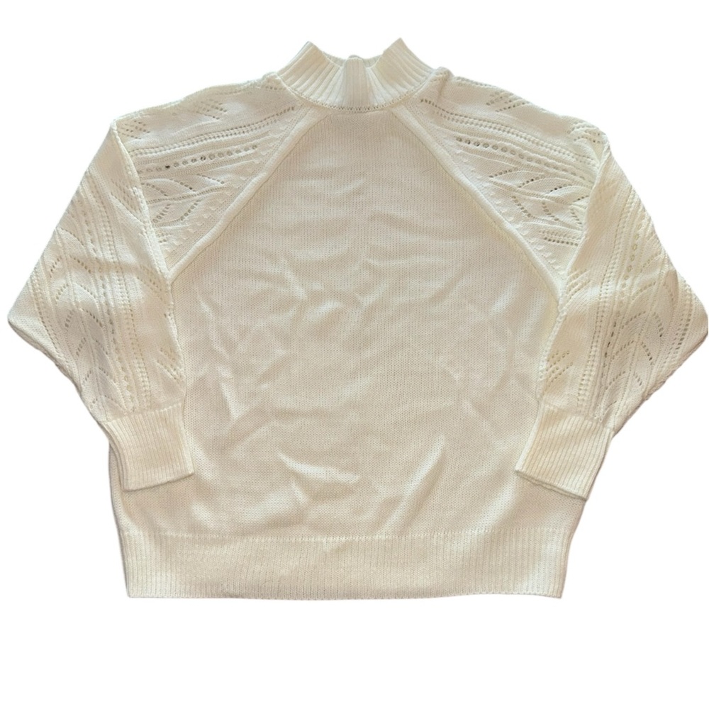 CCK Style White Mock Neck Long Sleeve Sweater S
